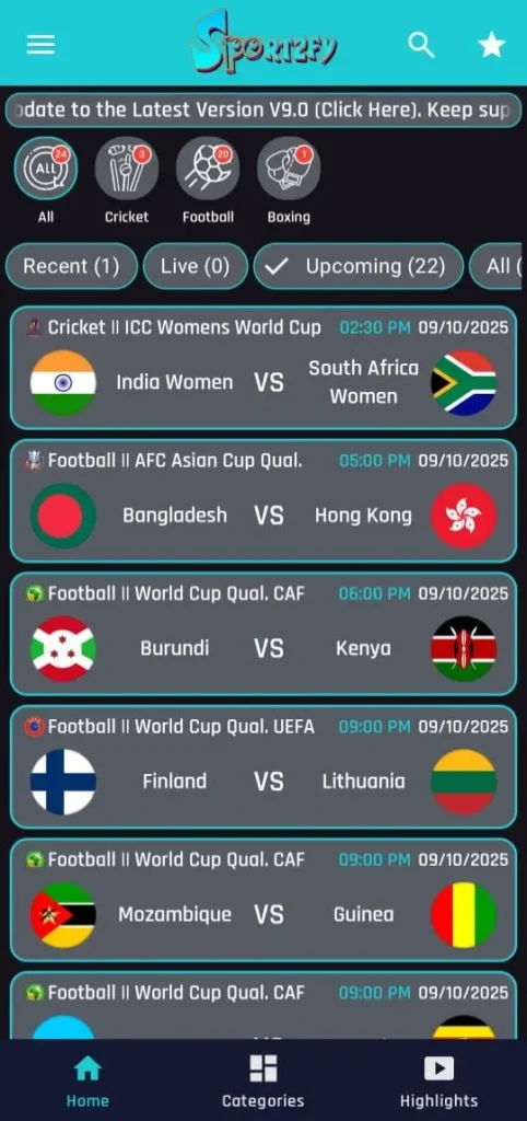 Sportzfy Online Play List